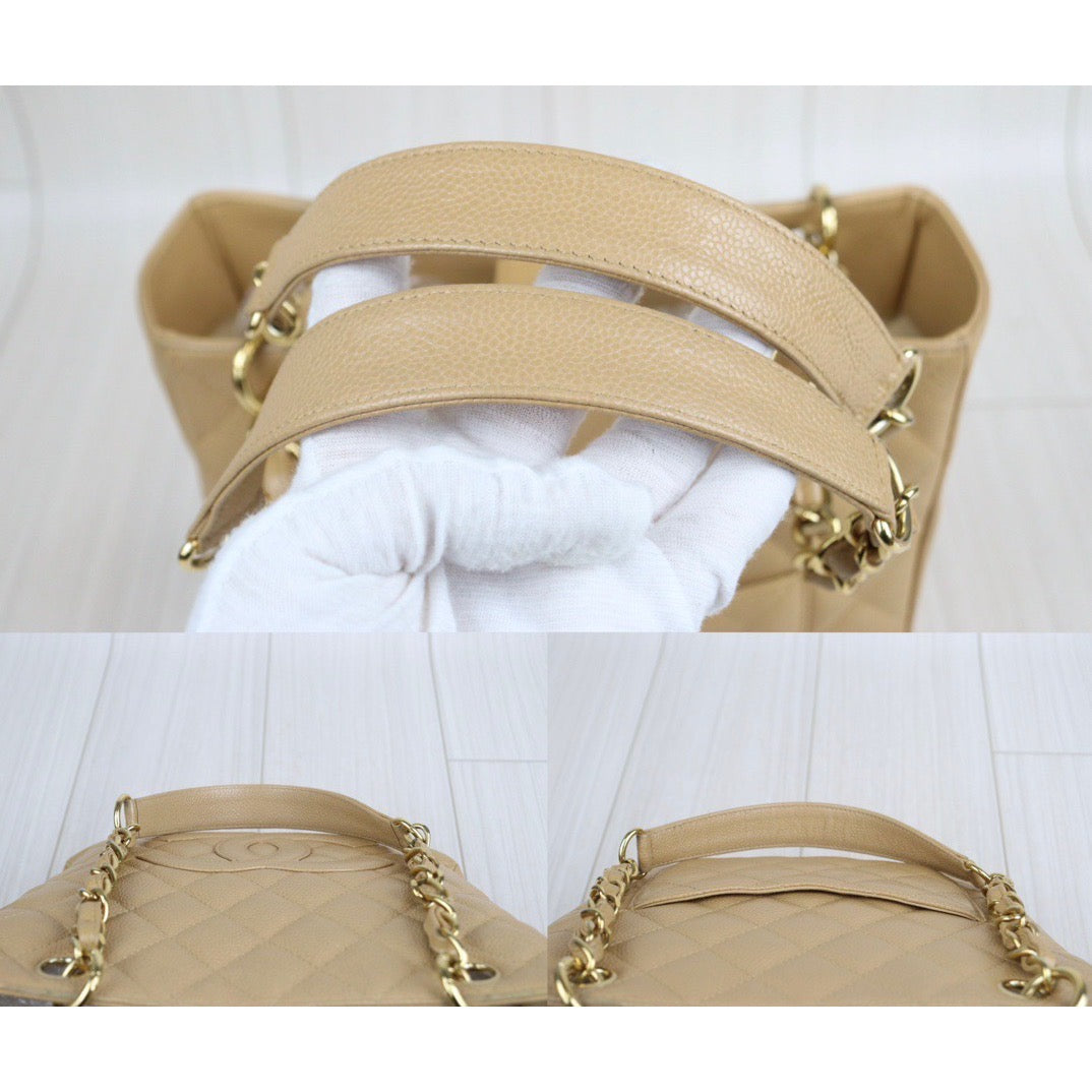 Good ( Rank AB) ｜ CHANEL Matrasse PST Chain Tote Bag Caviar Skin Beige ｜23120510