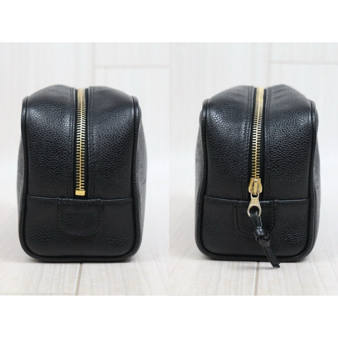 Include Entrupy Certificate of Authenticity｜Good ( Rank AB)｜ CHANEL Caviar Skin Vanity Case  Black Made In 1994-1996 Year｜26062901