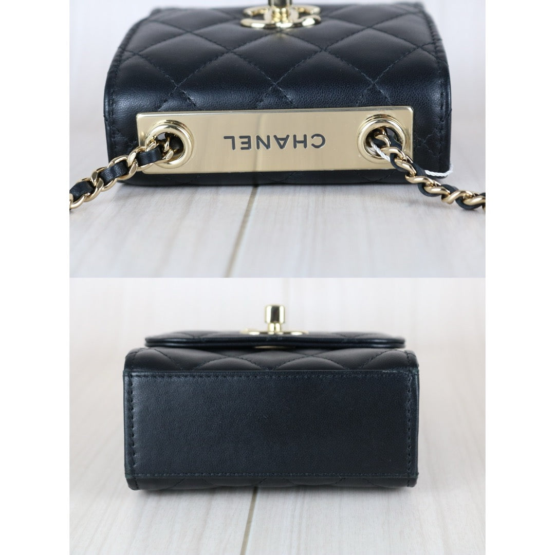 Very Good ( Rank A)｜ CHANEL Matelasse Chain Lamb Skin Trandy CC mini Box Black Made In 2019Year ｜W25081403