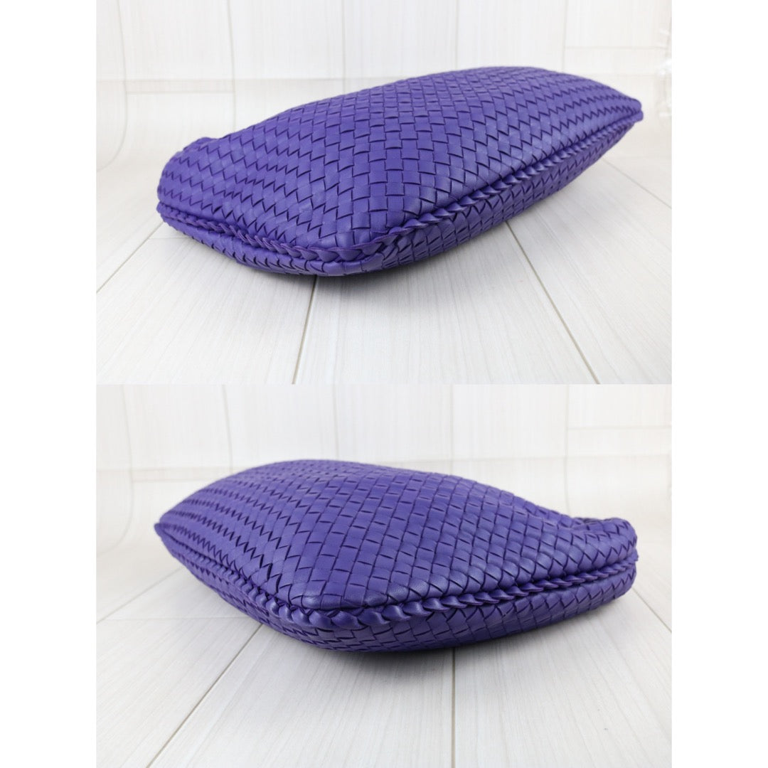 Include Entrupy Certificate of Authenticity｜Very Good ( Rank A)｜ Bottega Veneta Lamb Skin Braid Shoulder Bag Dark Purple｜S26041304