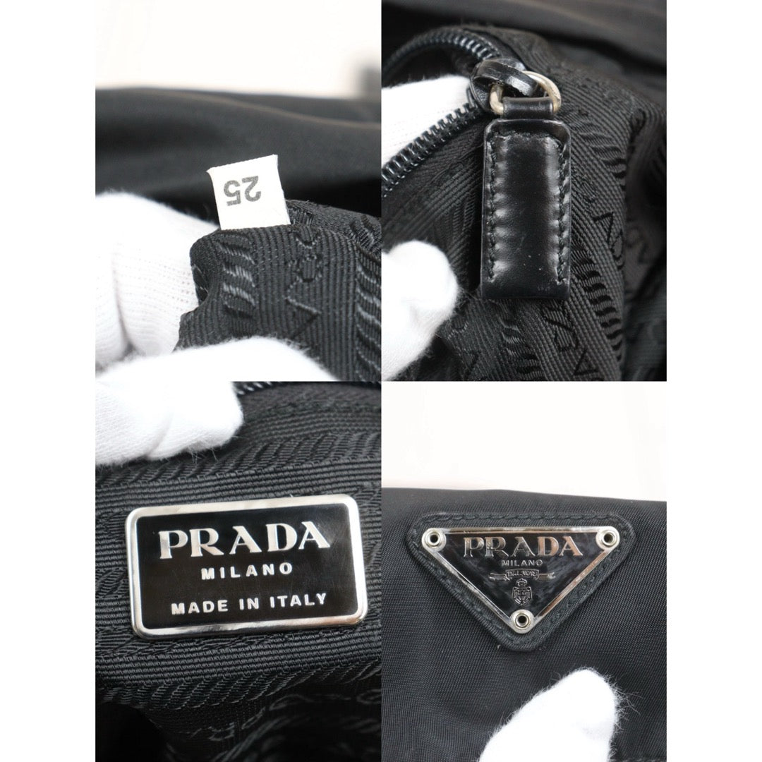 Include Entrupy Certificate of Authenticity｜Good ( Rank AB) ｜Prada  Nylon Black Shoulder Bag  Silver Hardware｜26052702