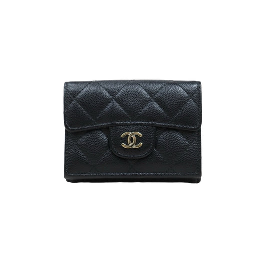 Very Good ( Rank A)｜Chanel Caviar Skin Black Wallet Made In 2019-2020Year ｜25073108