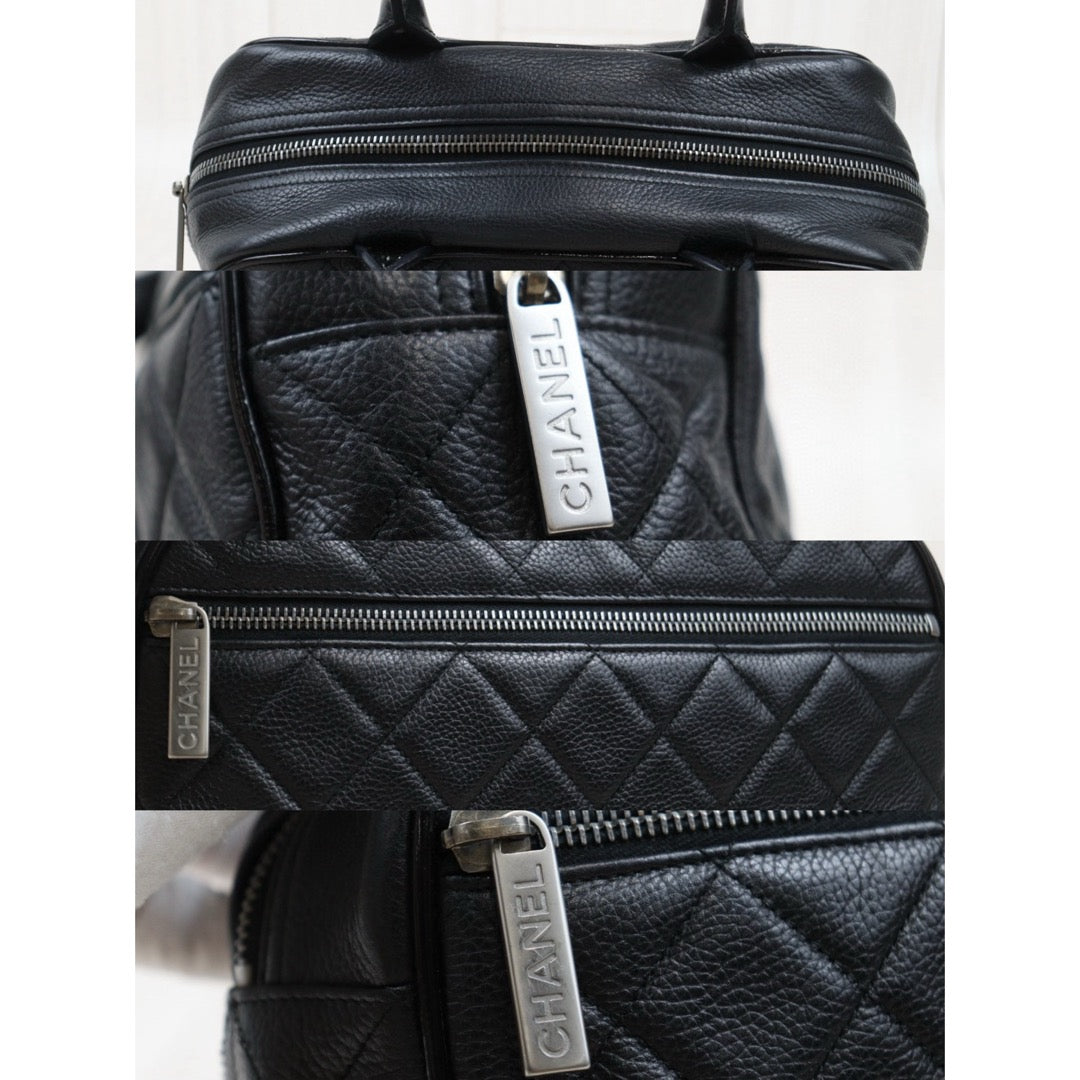 Very Good ( Rank A)｜ CHANEL Caviar Skin Calf Leather Bowling Hand Bag Black Made In 2000～2002Year｜25052101
