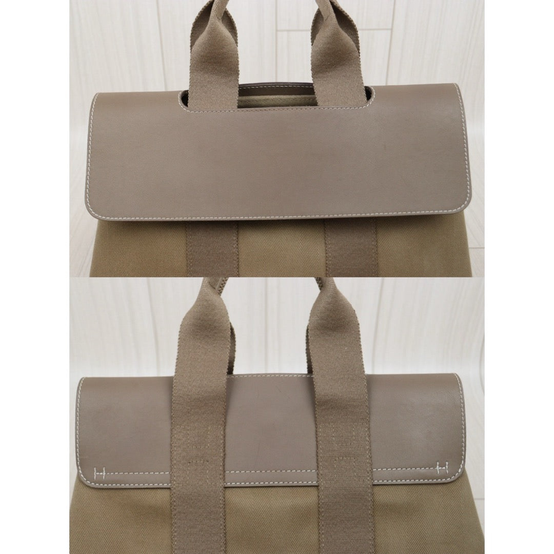 Good ( Rank AB)｜ HERMES Valparaiso Canvas Milk Tea Brown HandBag With Pouch PM｜25102004