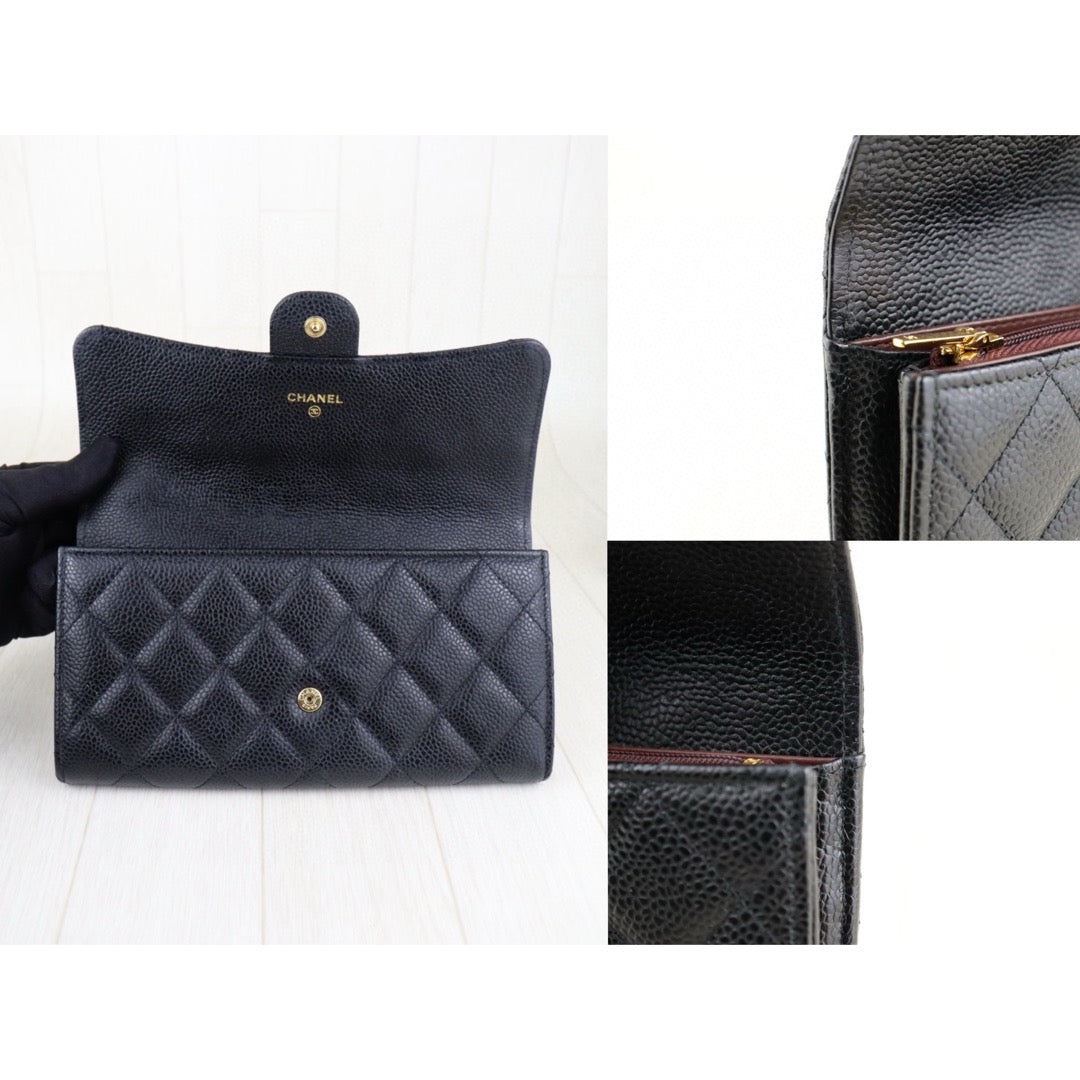 Very Good ( Rank A)｜CHANEL Caviar Skin Black Long Wallet Made In 2020 - 2021 Year｜H25011310