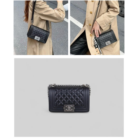 Excellent（Rank SA）｜CHANEL Caviar Skin  LeBoy Chain Shoulder Bag Small Black  Made In 2019-2020Year｜S25042308