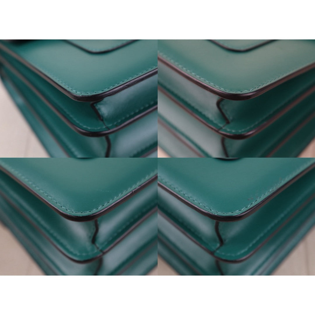 Include Entrupy Certificate of Authenticity｜Good ( Rank AB) ｜Bvlgari Calf Leather Serpenti Forever Top in Emerald Green Hand Bag With Shoulder Strap ｜S26090719