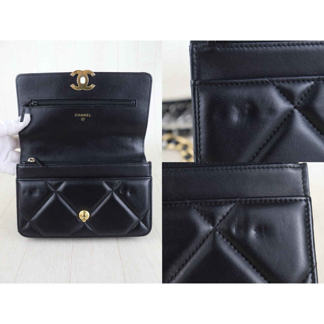 Include Entrupy Certificate of Authenticity｜Very Good ( Rank A)｜CHANEL 19bag Lambskin Black WOC Chain Bag IC Chips Model｜S26072530