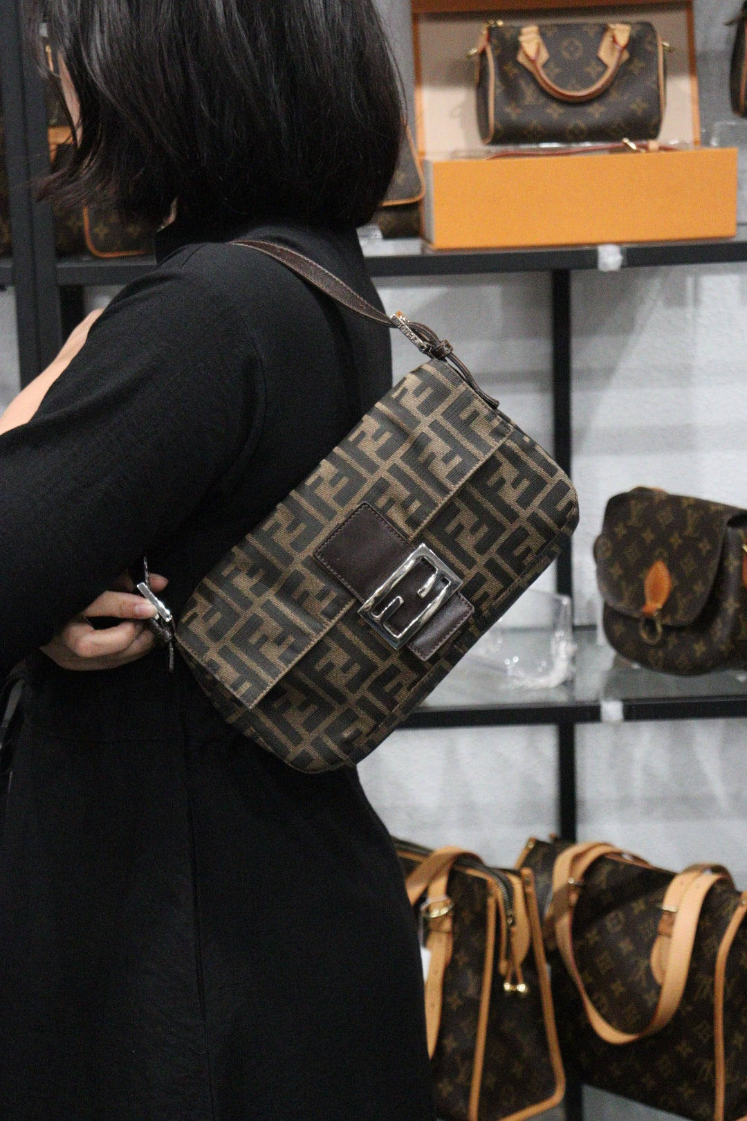 Rank AB｜ FENDI Zucca Mamma Baguette Shoulder Bag ｜23101314