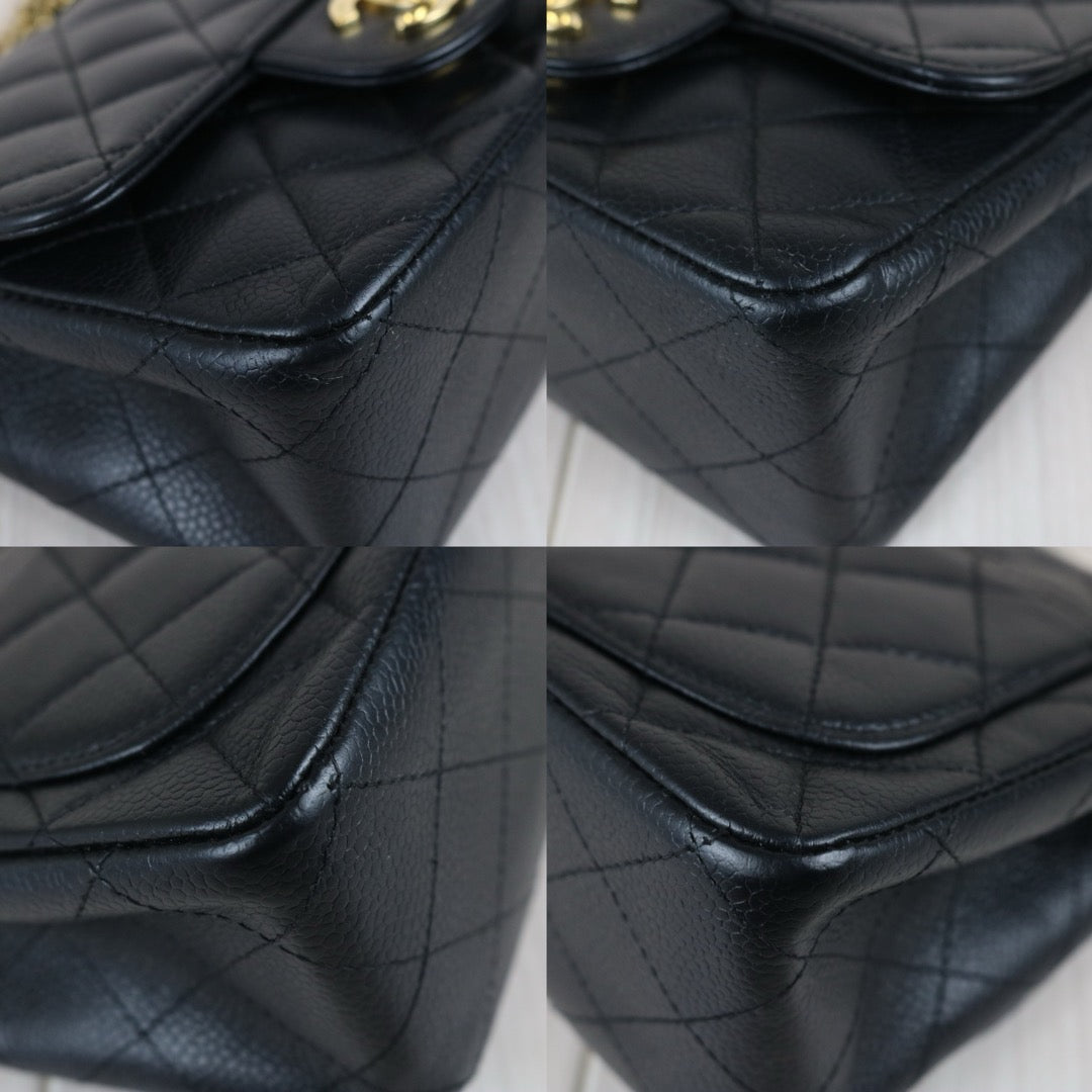 Include Entrupy Certificate of Authenticity｜Good ( Rank AB)｜ CHANEL  Mini Matrasse  Caviar Skin 17 Flap 24k gold plated  Shoulder Bag Made in 2006-2008 Year｜S26031512