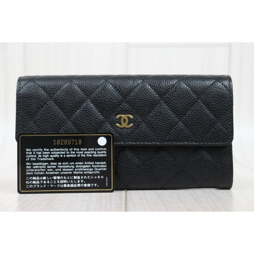 Very Good ( Rank A)｜CHANEL Caviar Skin Black Long Wallet Made In 2013- 2014Year｜S25092001
