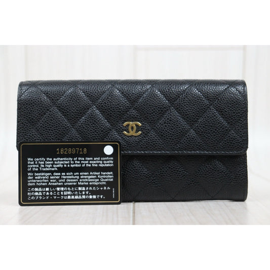 Very Good ( Rank A)｜CHANEL Caviar Skin Black Long Wallet Made In 2013- 2014Year｜S25092001