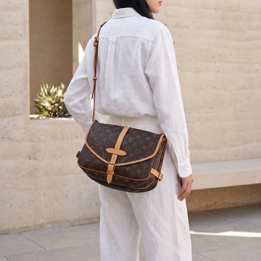 Include Entrupy Certificate of Authenticity｜Good ( Rank AB) ｜ Louis Vuitton Monogram Saumur 30 Shoulder Bag｜26090401