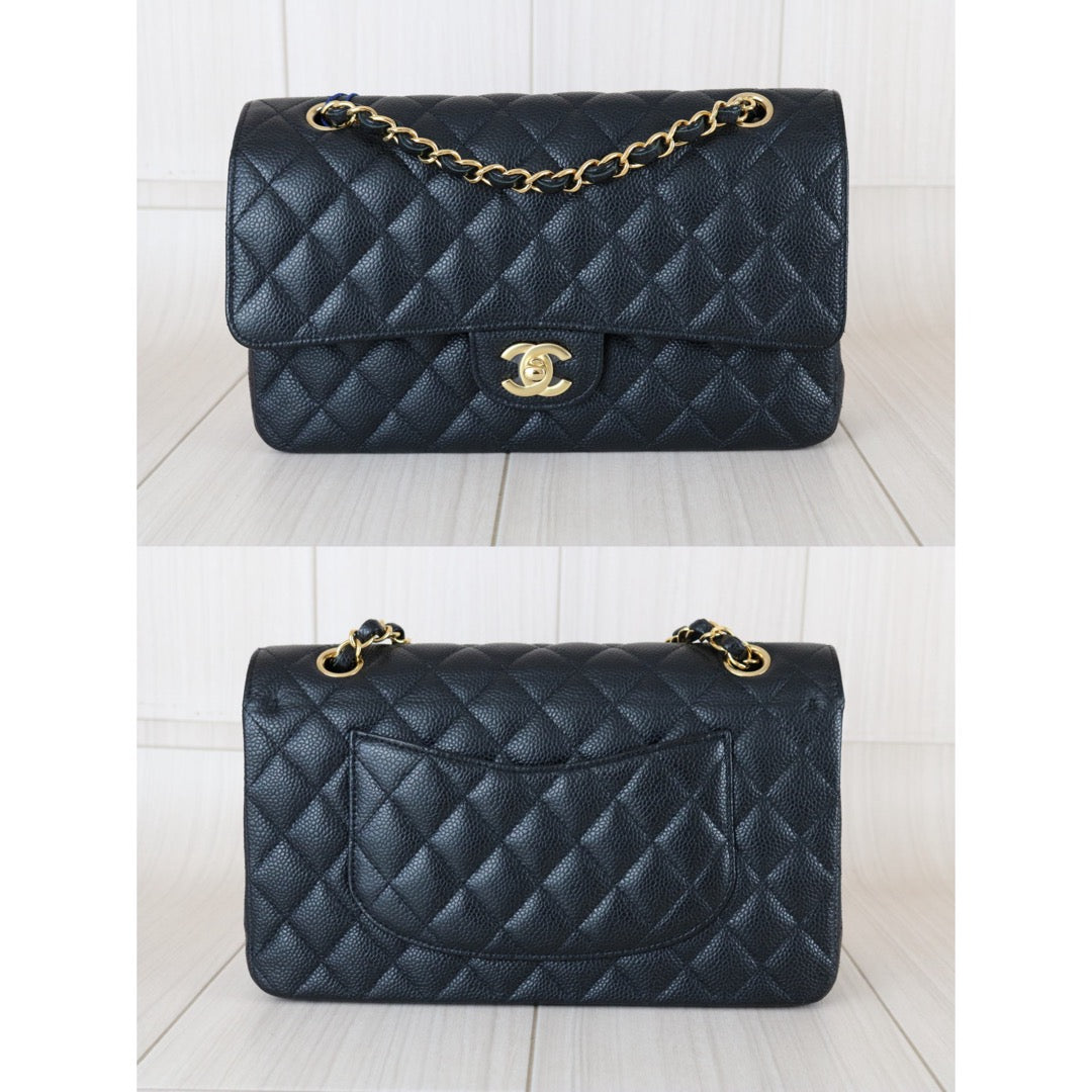 Excellent（Rank SA）｜   CHANEL Caviar Skin  Matrasse Double Flap 25 Shoulder Bag Black Made In 2014-2015Year｜S26030601