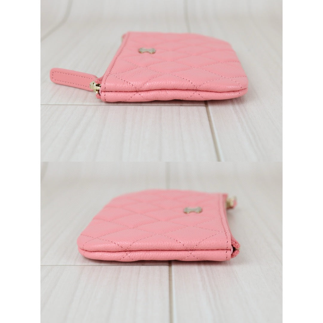 Excellent（Rank SA）｜CHANEL Caviar Skin  Leather Calf Leather Card Holder Pink IC Chips Model｜S25042304