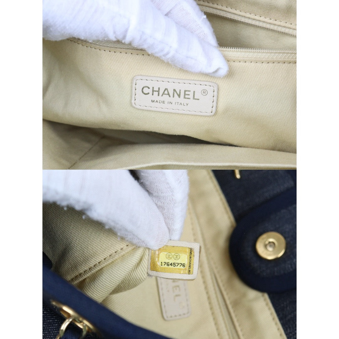 Good ( Rank AB)｜ CHANEL Canvas Tote Bag Navy  Made In 2012-2013 Year｜24080901