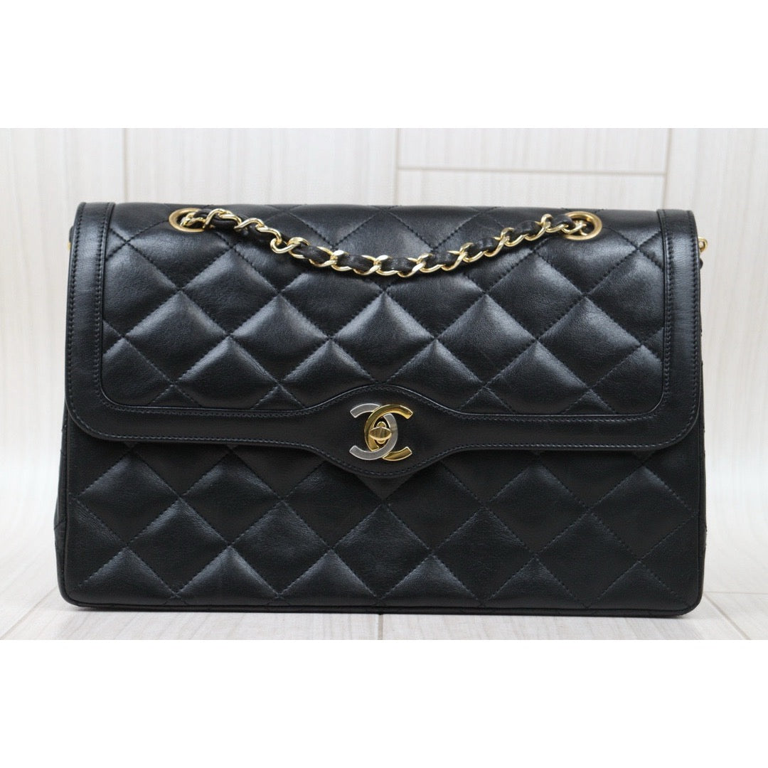 Good ( Rank AB) ｜ CHANEL Paris Limited Series Matrasse Classic Double Flap 28 Shoulder Bag Black Made In 1991-1994 Year｜P24120207