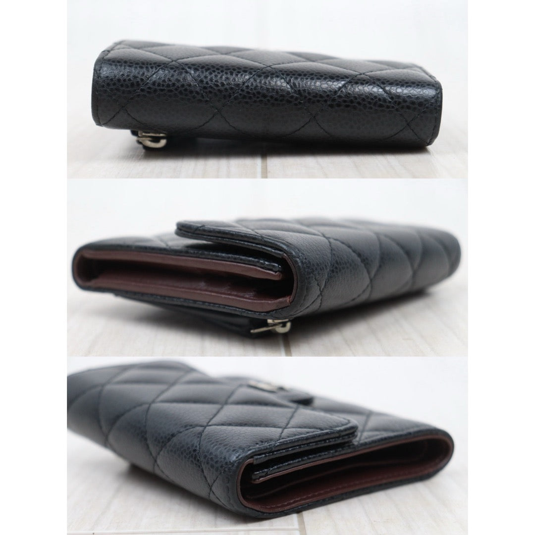 Very Good ( Rank A)｜Chanel Caviar Skin Black Wallet Made In 2018Year ｜S25071005