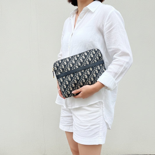 Include Entrupy Certificate of Authenticity｜Very Good ( Rank A)｜ Dior  Oblique Travel Kit  Clutch｜26050713