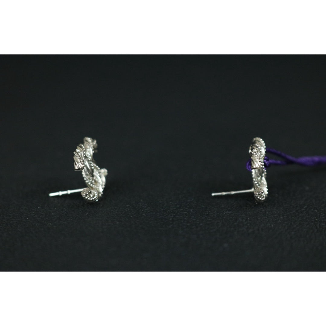 Include Authentic Detective Certificate of Authenticity｜Very Good ( Rank A) ｜CHANEL B14C COCO Mark Braids Rhinestone Earrings Made In 2014 Year｜X26042003
