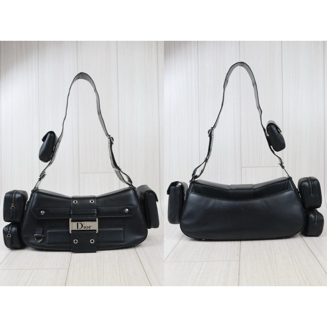 Rank AB｜ Dior Punk Calf Skin Shoulder Bag Black ｜W24080706