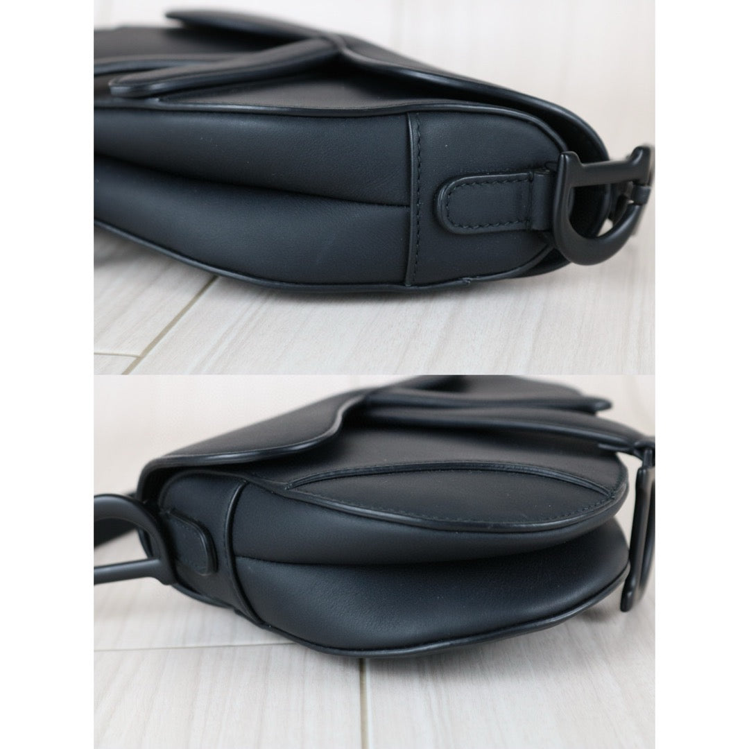 Very Good ( Rank A) ｜  Dior Calfskin Small Saddle Shoulder Bag Black  ｜J25042404