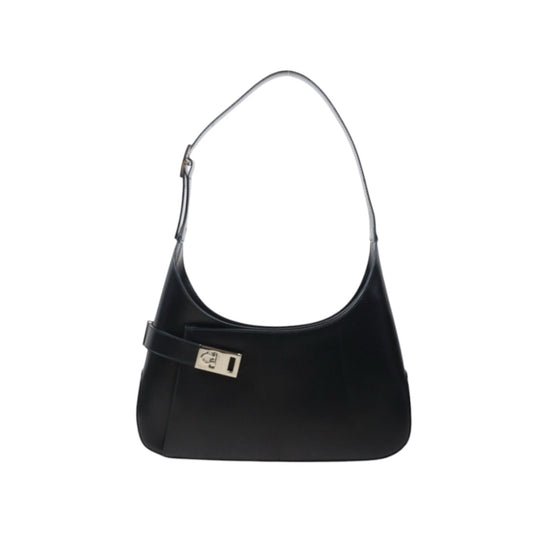 Very Good ( Rank A) ｜Ferragamo Calf Leather Shoulder Bag Black｜24102417