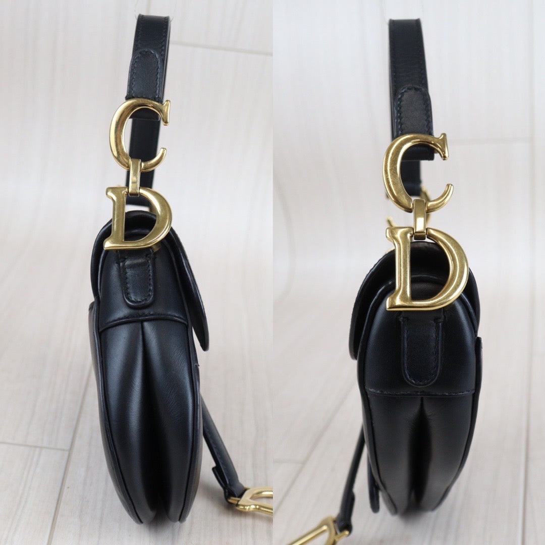 First installment｜Rank A ｜Dior Smooth Calfskin Mini Saddle Bag Black Include Entrupy Certificate of Authenticity｜23080307