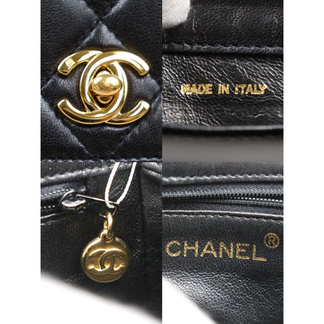 Good ( Rank AB)｜ CHANEL Matrasse Lamb Skin Single Flap Shoulder Bag Black Made In 1994-1996 Year  ｜P25041403