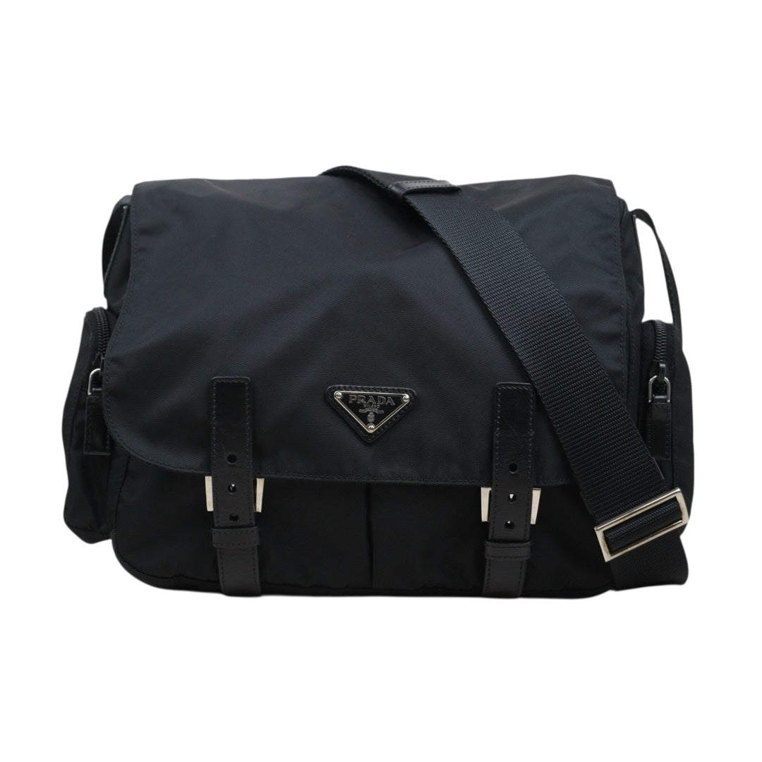 Good ( Rank AB) ｜Prada  Nylon ShoulderBag Black Silver Hardware｜25071711