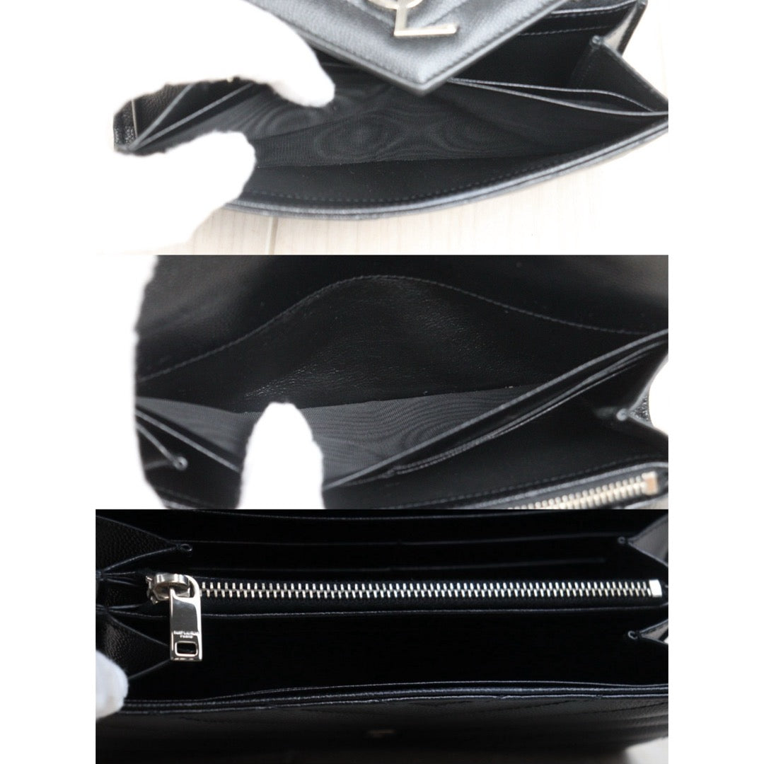 Very Good ( Rank A)｜  Saint Laurent YSL Caviar Skin Calf Leather Long Wallet Black｜25060602
