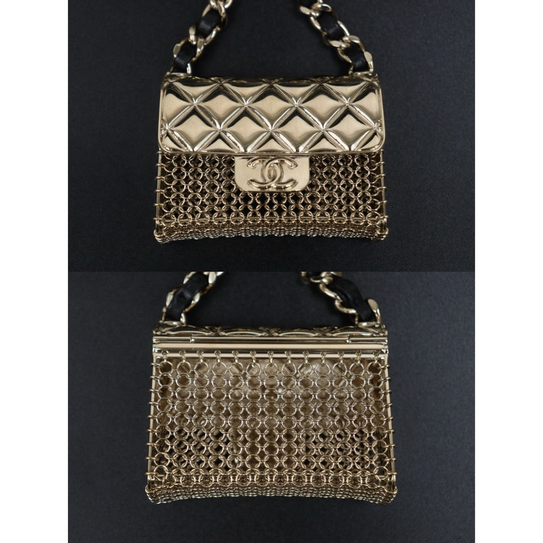 Very Good ( Rank A)｜ CHANEL 22V Coco Mark Hollow Design Matrasse Belt Chain Tinybag made in 2022 year｜S26030903