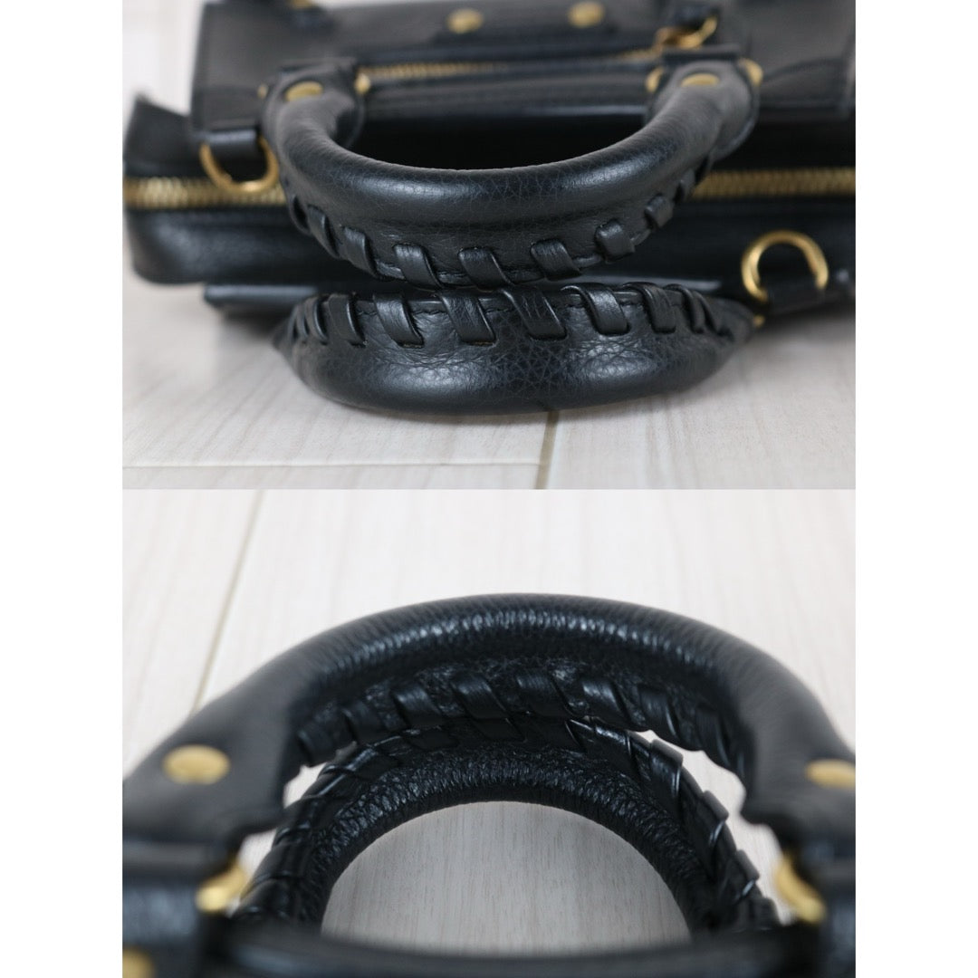 Very Good ( Rank A)｜Balenciaga Calf Leather Mini Neo Classic City Black HandBag Shoulderbag｜S25110331