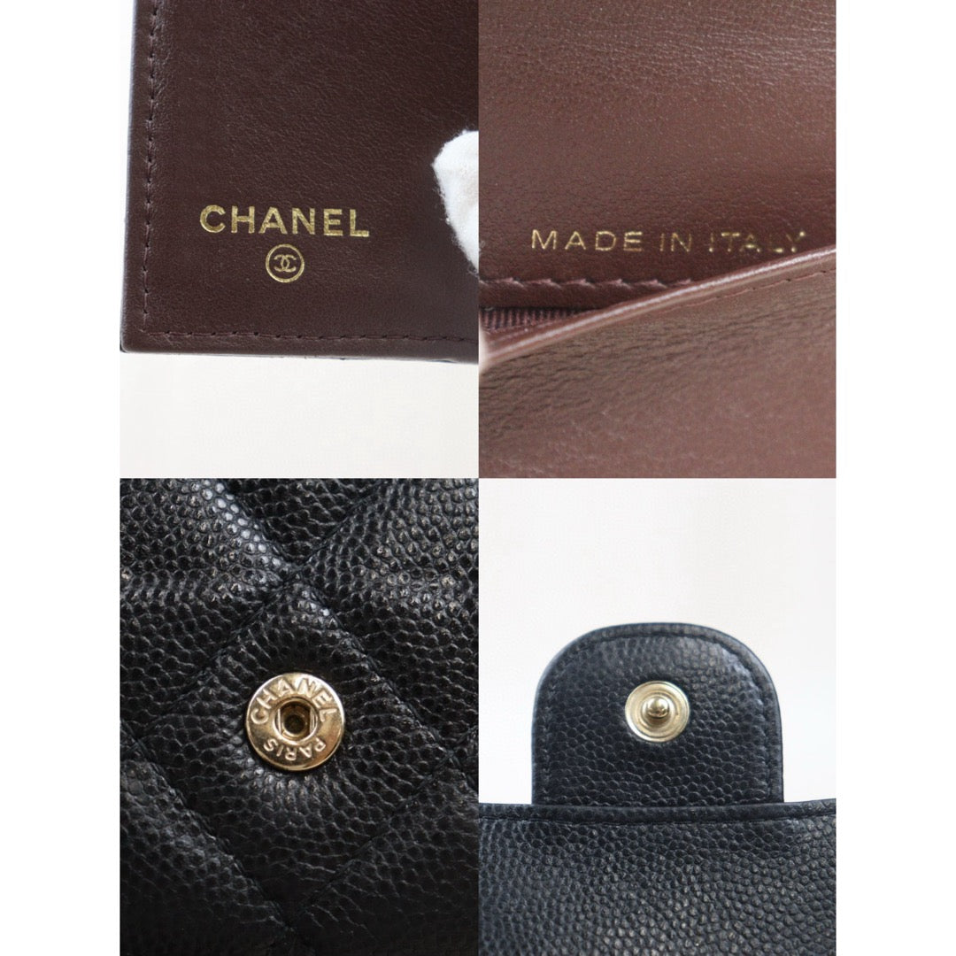 Very Good ( Rank A)｜Chanel Caviar Skin Black Wallet Made In 2021-2022Year｜24102415