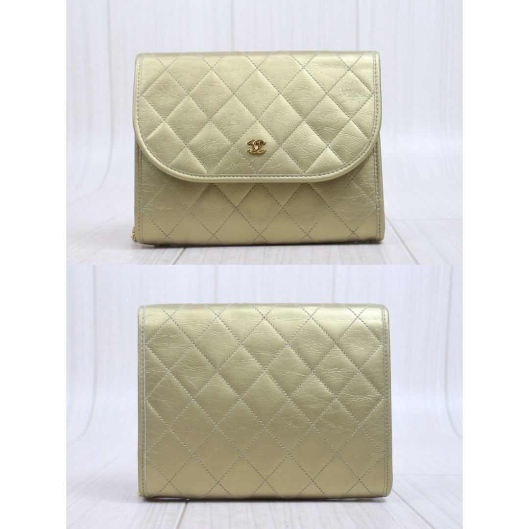 Include Entrupy Certificate of Authenticity｜Very Good ( Rank A)｜ CHANEL Matrasse Lambskin Chain  Bag Caviar Skin Gold  ｜26080622