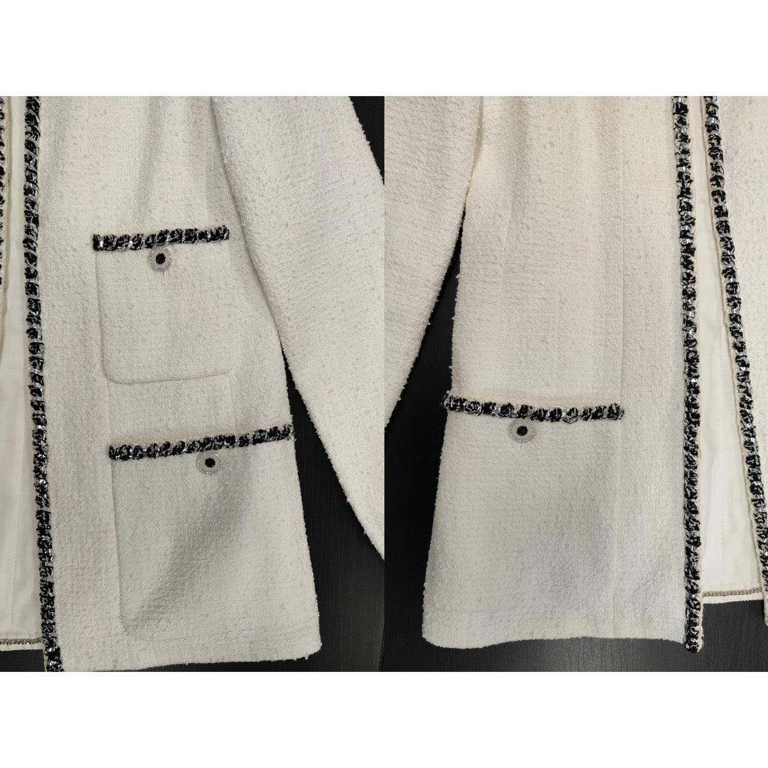 Very Good ( Rank A) ｜ CHANEL 22P Cotton Tweed White Coat 36 size  ｜W25102101