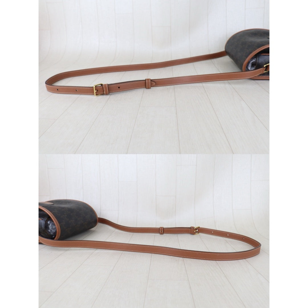 Include Entrupy Certificate of Authenticity｜Good ( Rank AB) ｜ CELINE Macadam Triomphe Cross Body Shoulder Bag Current Model｜S26090729