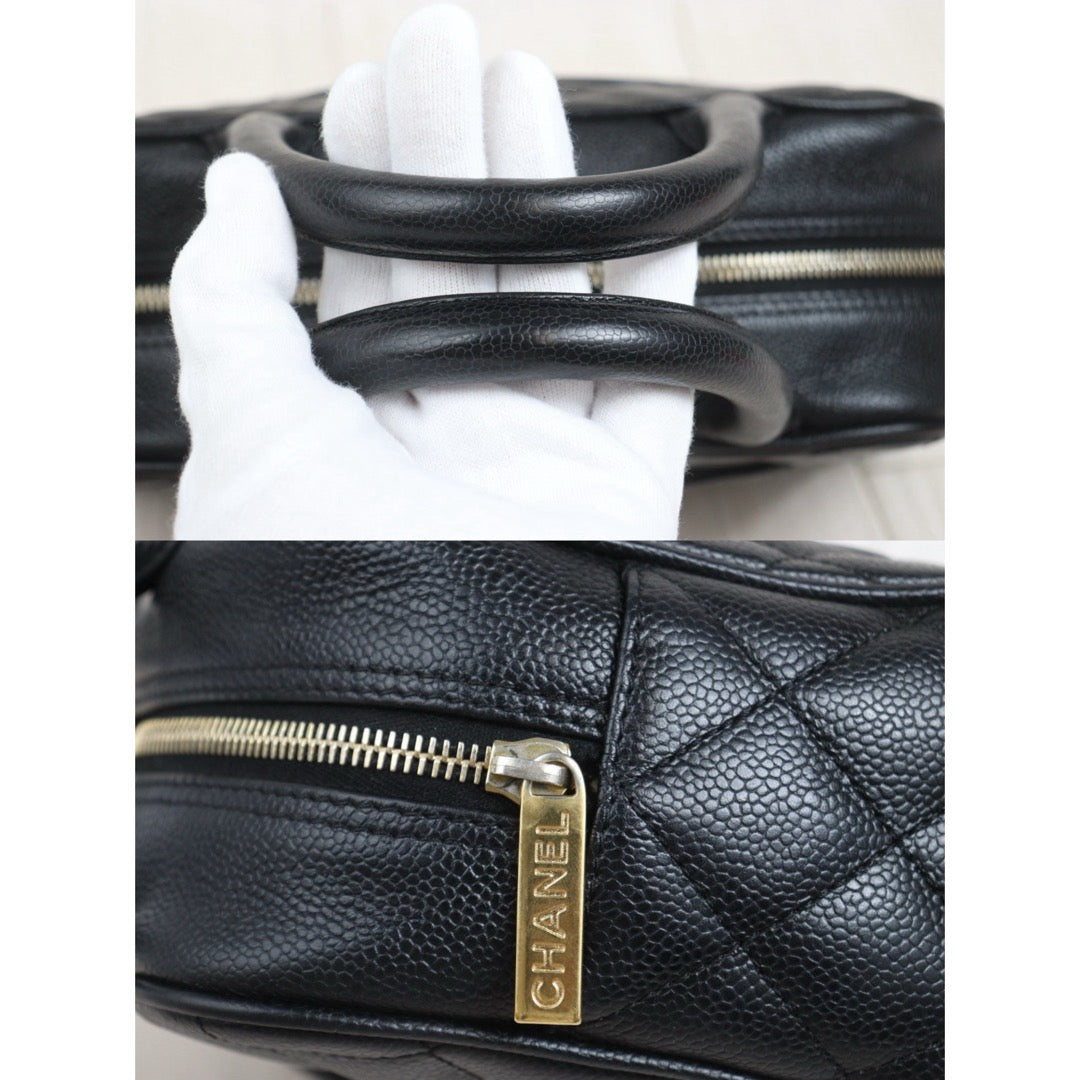 Include Entrupy Certificate of Authenticity｜Good ( Rank AB) ｜CHANEL Caviar Skin Calf Leather Bowling HanBag Made in 2004-2005 Year｜26091002