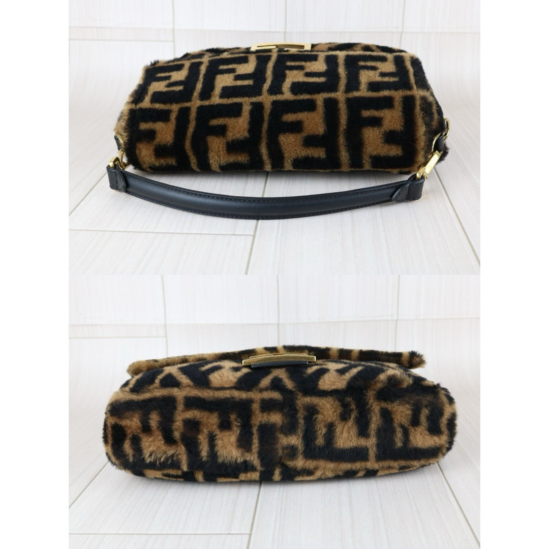 Very Good ( Rank A)｜ FENDI Zucca Mamma Baguette Sheep Skin Brown Shoulder Bag｜S25110320