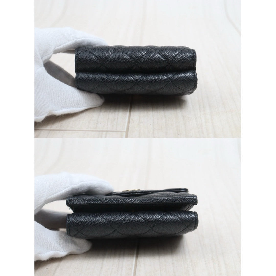 Include Entrupy Certificate of Authenticity｜Very Good ( Rank A)｜ Chanel Caviar Skin Black Wallet IC Chips Model ｜26082004