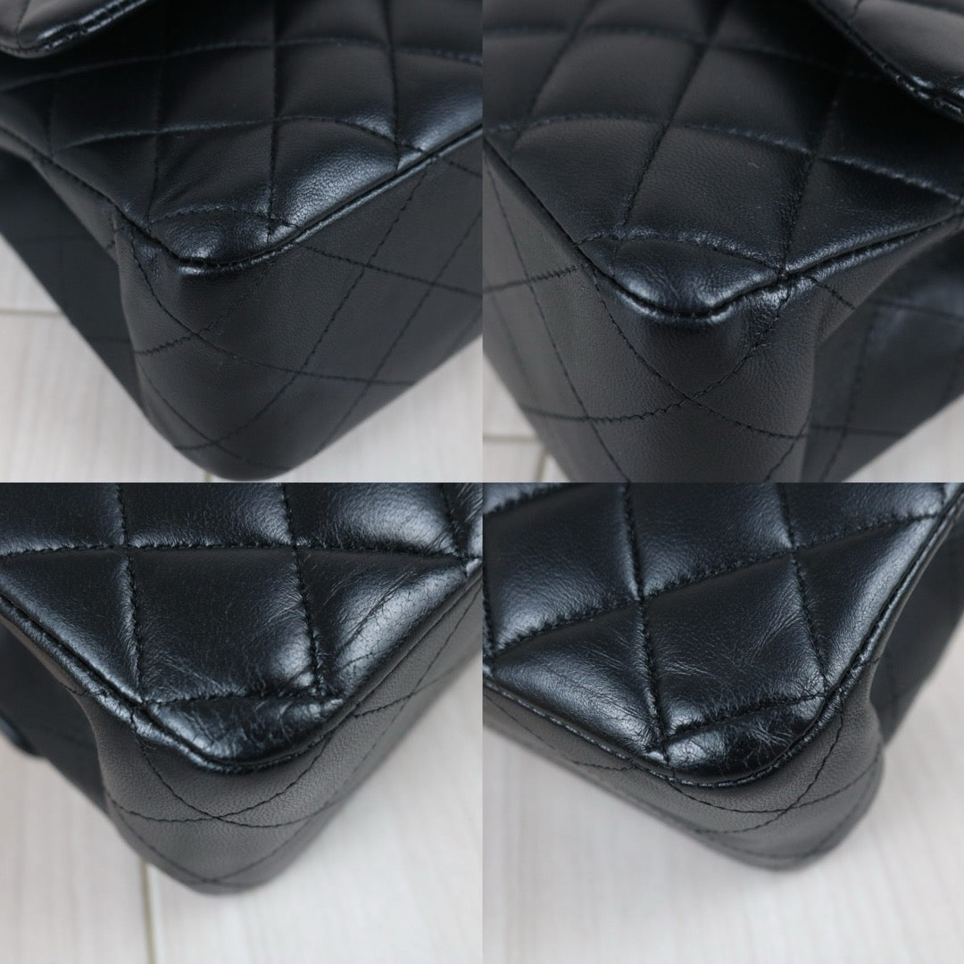 Include Entrupy Certificate of Authenticity｜Very Good ( Rank A)｜ CHANEL Lamb Skin Matrasse Chain Double Flap 25 Shoulder Bag  Black Made In 2021-2022Year｜S26052207