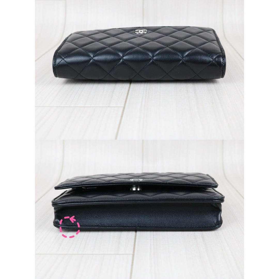 Include Entrupy Certificate of Authenticity｜Very Good ( Rank A)｜CHANEL Lamb Skin WOC Chain Bag Black Made In 2020-2021 Year ｜X26100709