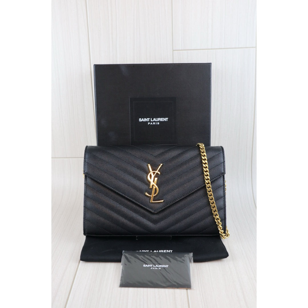 Very Good Rank A)| Saint Laurent YSL Caviar Skin Shoulder Bag
