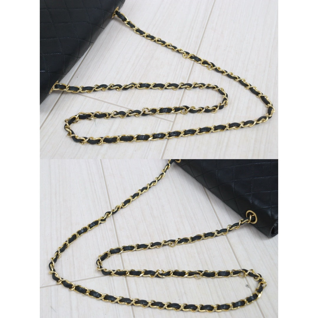 Good ( Rank AB)｜ CHANEL Lamb Skin Matrasse Chain Single Flap Shoulder Bag Black Made in 1989-1991Year｜S26030907