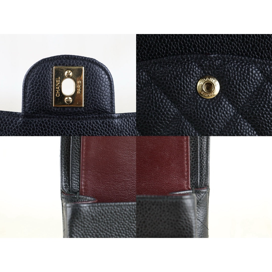 Include Entrupy Certificate of Authenticity｜Very Good ( Rank A)｜ CHANEL Caviar Skin Matrasse Chain Double Flap 25 Shoulder Bag Black Made In 2010-2011Year  ｜S26060202
