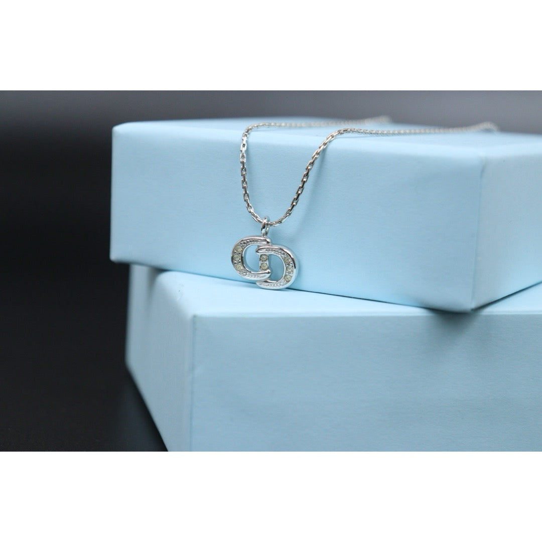 Very Good ( Rank A) ｜ Dior CD Rhinestone Necklace Silver ｜V25121115