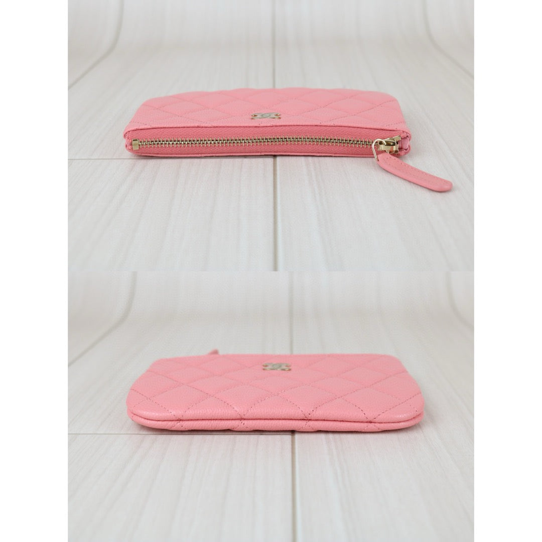 Excellent（Rank SA）｜CHANEL Caviar Skin  Leather Calf Leather Card Holder Pink IC Chips Model｜S25042304