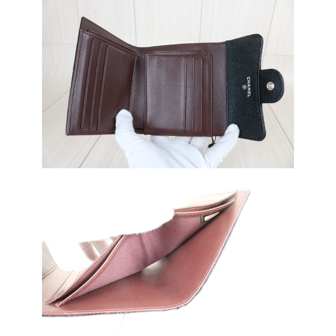 Include Entrupy Certificate of Authenticity｜Very Good ( Rank A)｜CHANEL Caviar Skin Black Wallet Made In 2019-2020Year｜X26052601