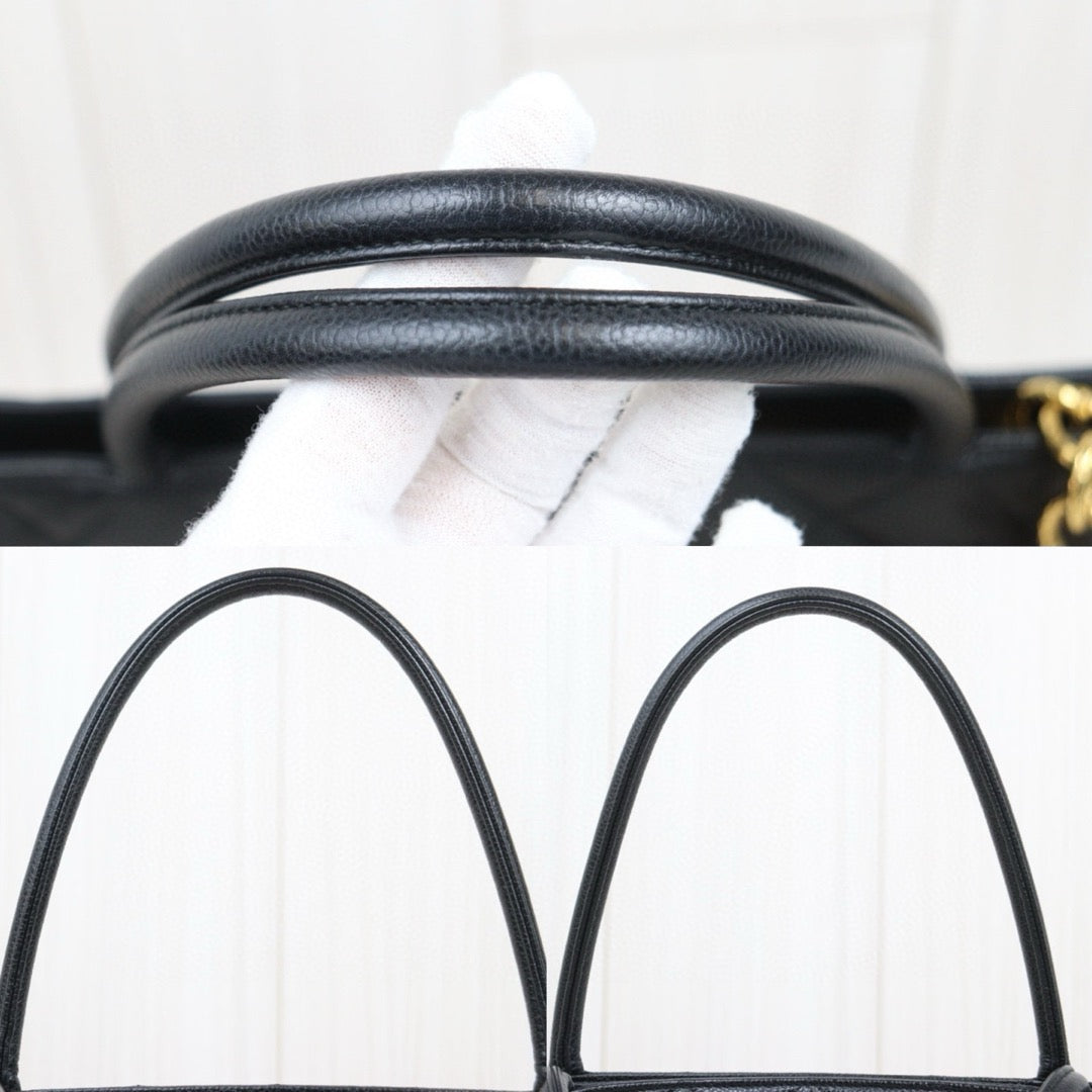 Good ( Rank AB) ｜ CHANEL Caviar Skin Leather Calf Leather Tote Bag Black Made In 2000～2002 Year｜25041418