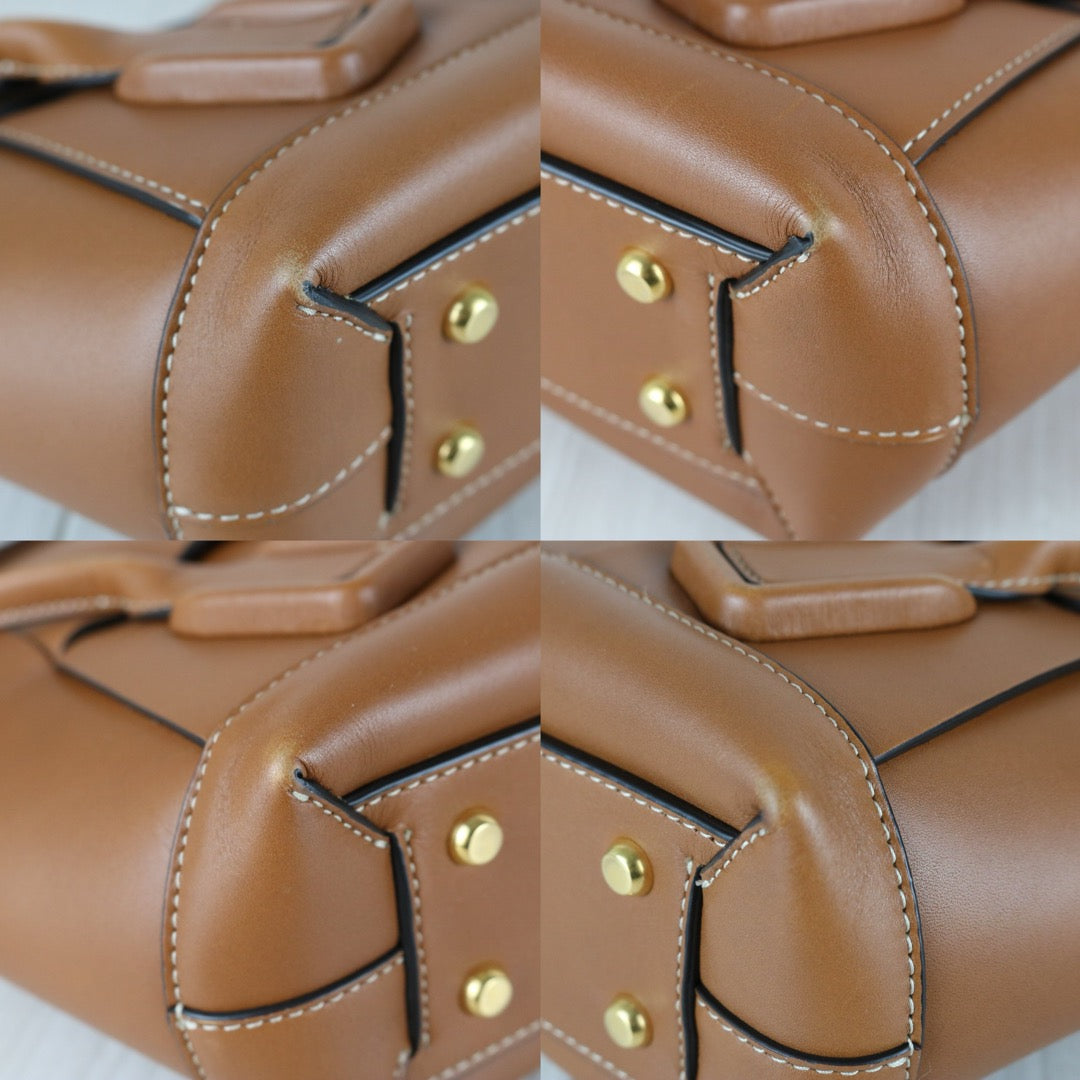 Include Entrupy Certificate of Authenticity｜Very Good ( Rank A)｜ Bottega Veneta Calf Leather Arcoe33  HandBag Caramel｜S26011708